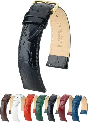 - 12mm, 13mm, 14mm, 15mm, 16mm, 17mm, 18mm, 19mm, 20mm, 22mm - Length - Attachment Width/Buckle Width - Quick Release Watch Band Hirsch Crocograin Bonded Crocodile commentator initial poetic Leather Watch Strap 