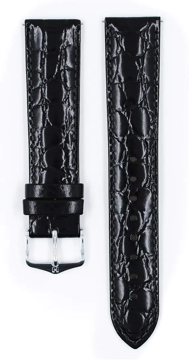 - 12mm, 13mm, 14mm, 15mm, 16mm, 17mm, 18mm, 19mm, 20mm, 22mm - Length - Attachment Width/Buckle Width - Quick Release Watch Band Hirsch Crocograin Bonded Crocodile commentator initial poetic Leather Watch Strap 