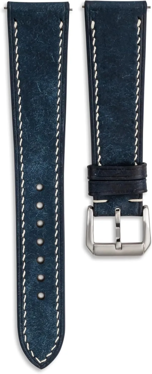 | 18mm, 19mm, clock 20mm, 21mm, 22mm Pueblo Leather Watch Band | Handmade, Quick Release | Premium Full Grain Veg-Tanned Leather | Men & Women 