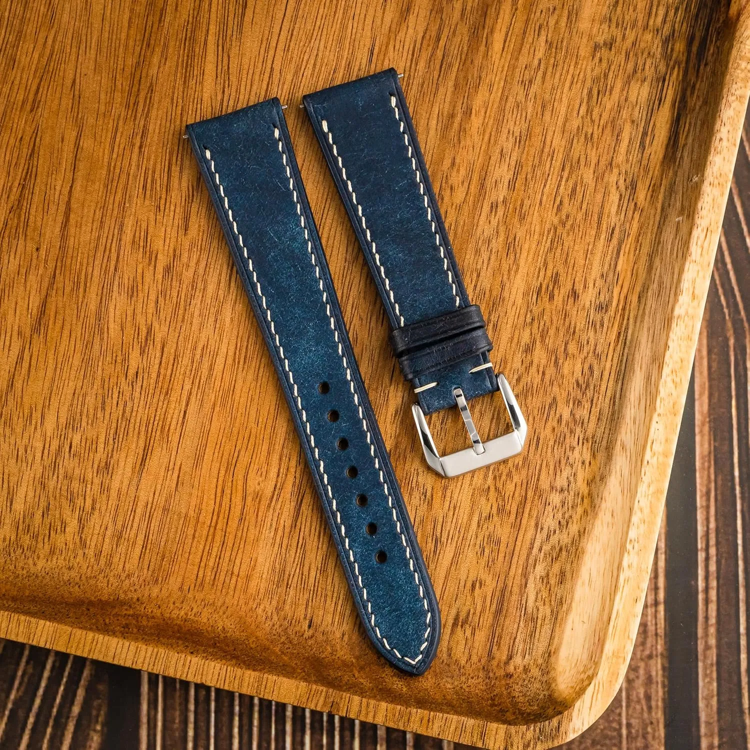 | 18mm, 19mm, clock 20mm, 21mm, 22mm Pueblo Leather Watch Band | Handmade, Quick Release | Premium Full Grain Veg-Tanned Leather | Men & Women 