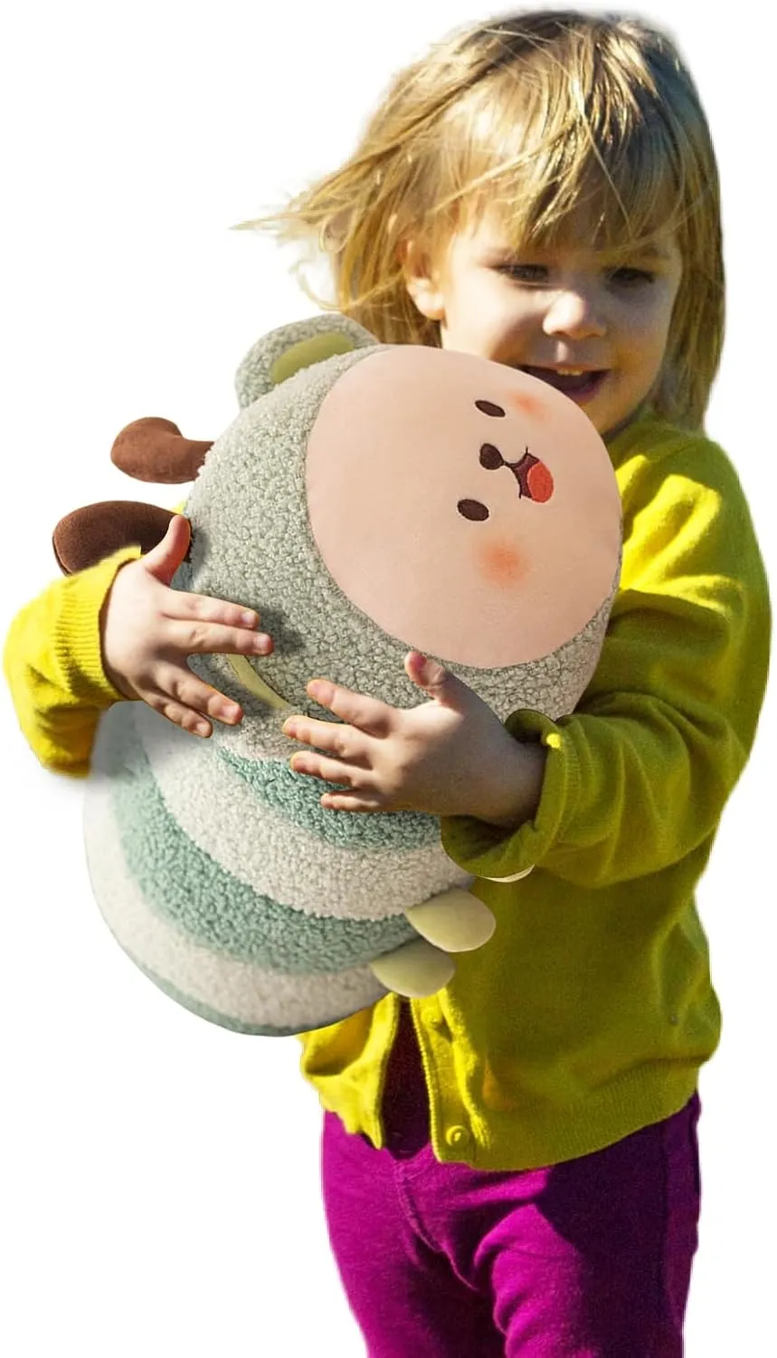 - 19 inch) interlock Cute Insect Stuffed Animal Toy Plush Pillow, Kawaii Plushies Cylindrical Body Pillow Stuffed Toy, Super Soft Cartoon Hugging Toy Gifts for Bedding, Kids & Girls Sleeping (Green,Large 