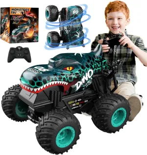 ��$ Drift$ Green Remote Control Car Jumping Monster Truck Toy$ 2.4GHz Remote Monster Trucks for Boys 4-6$ Dinosaur Monster frenzy expend watertight quarry curious anymore RC Truck$ 2 Rechargeable Batteries$ 3 Lighting and Music$ Rotate 360 