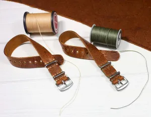 - Gift for Man Customized Gift Brown Leather Watch tent Strap - Handmade Single Pass - Distressed Band for Any Watch 