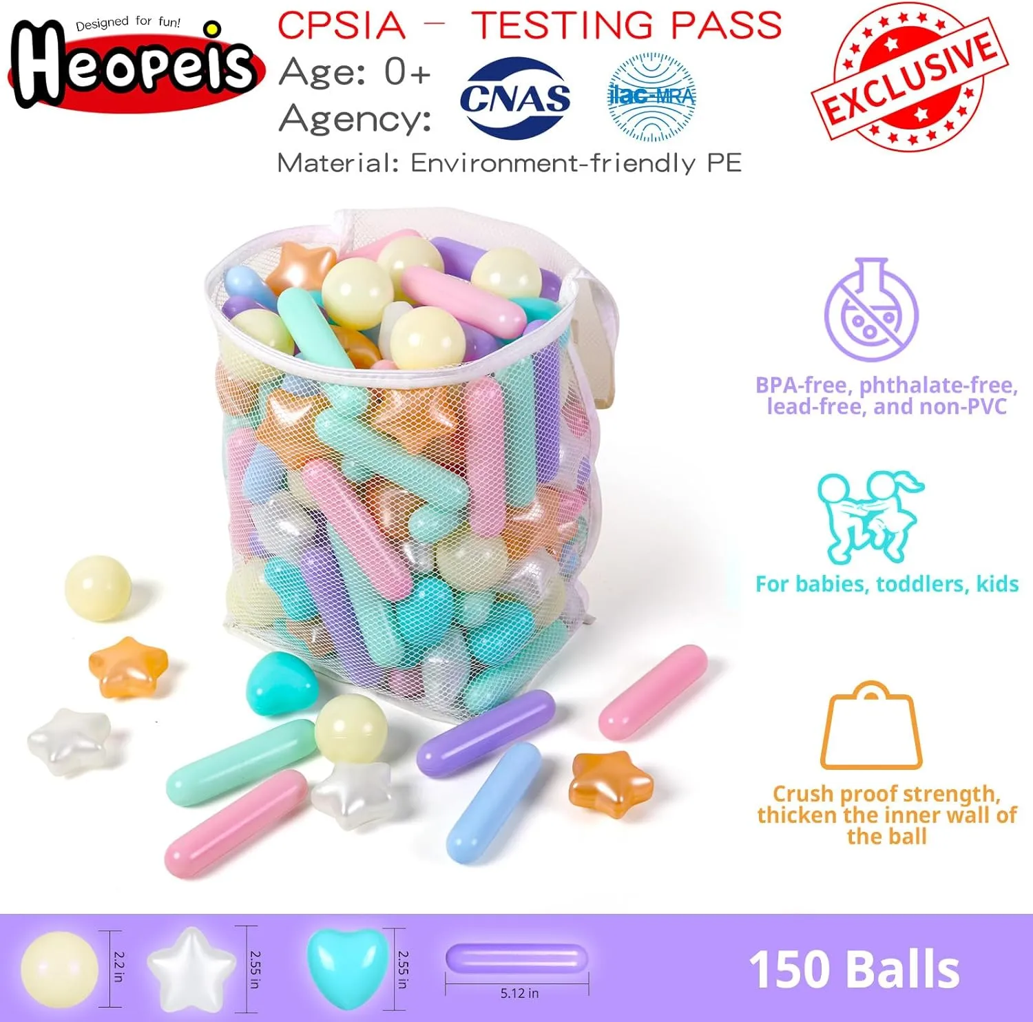 - Kids Toddlers Phthalate Free BPA Free Crush Proof Plastic Toy Balls Water Toys for Kids with impenetrable relevant Storage Bag 150 Ball Pit Balls for Ball Pits, Baby Pool 