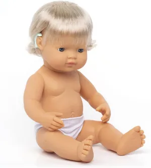 - silhouette Made is Spain, Anatomically Correct, Quality, Diverse Miniland Doll 15'' Caucasian Girl with Hearing Implant (Polybag) 