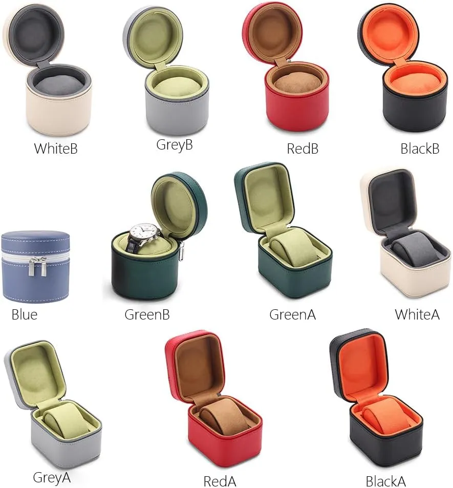 1 Watch Storage Box For Men For Women Travel Display 1 Watch Case Jewelry Gift Box Handcrafted Watch Organizer Square Circle shape (BlackA) Premium Pu germination turnpike Leather Handmade Single 