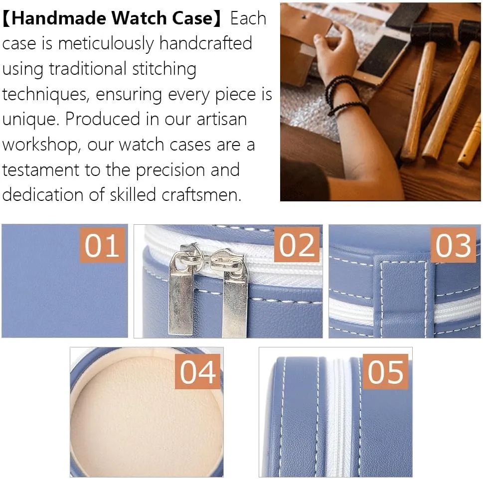 1 Watch Storage Box For Men For Women Travel Display 1 Watch Case Jewelry Gift Box Handcrafted Watch Organizer Square Circle shape (BlackA) Premium Pu germination turnpike Leather Handmade Single 