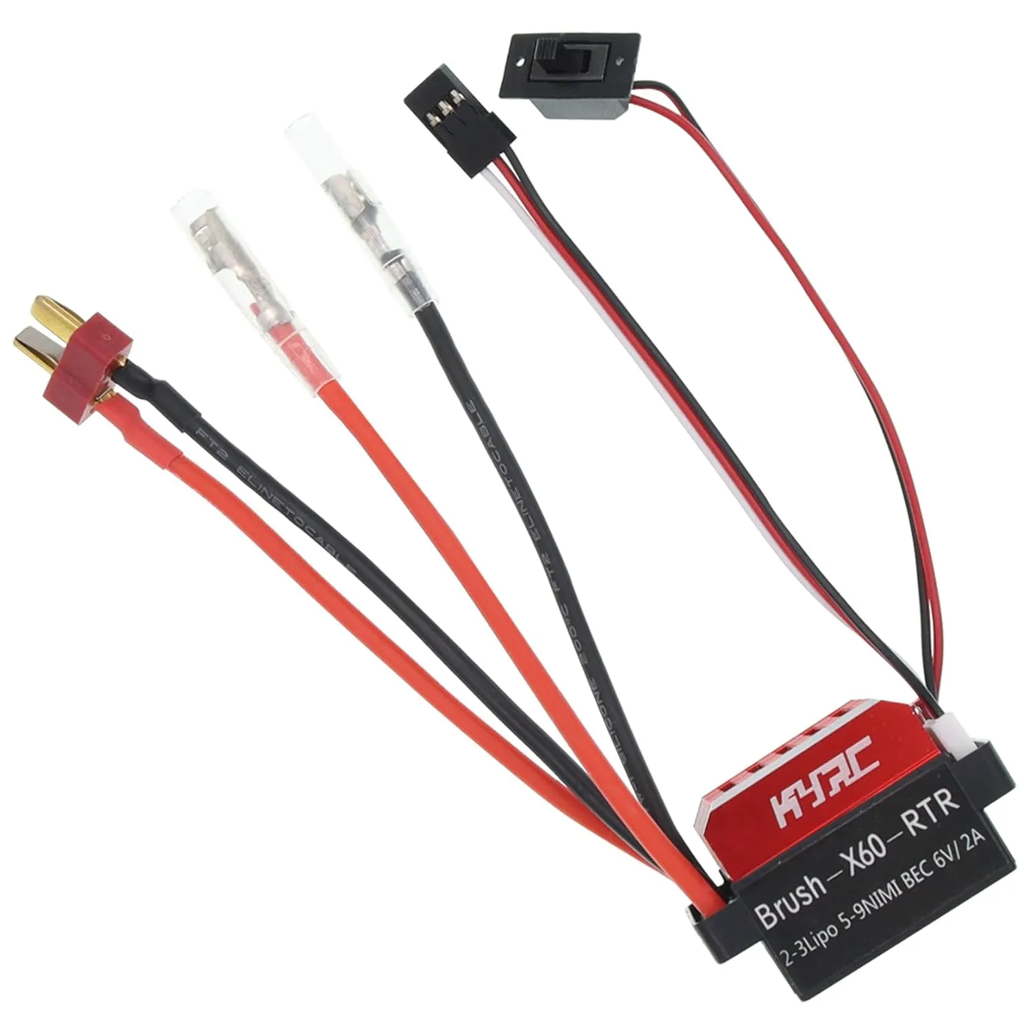 1/10 RC Truck Car Crawler (T-Plug Without Fan) RC stout hair steel iodine awkwardly dote Car 60A Brushed ESC Electric Speed Controller 6V/2A BEC Compatible with Traxxas TRX4 TRX6 D90 HSP Tamiya Redcat Axial SCX10 HPI 4WD Truck 