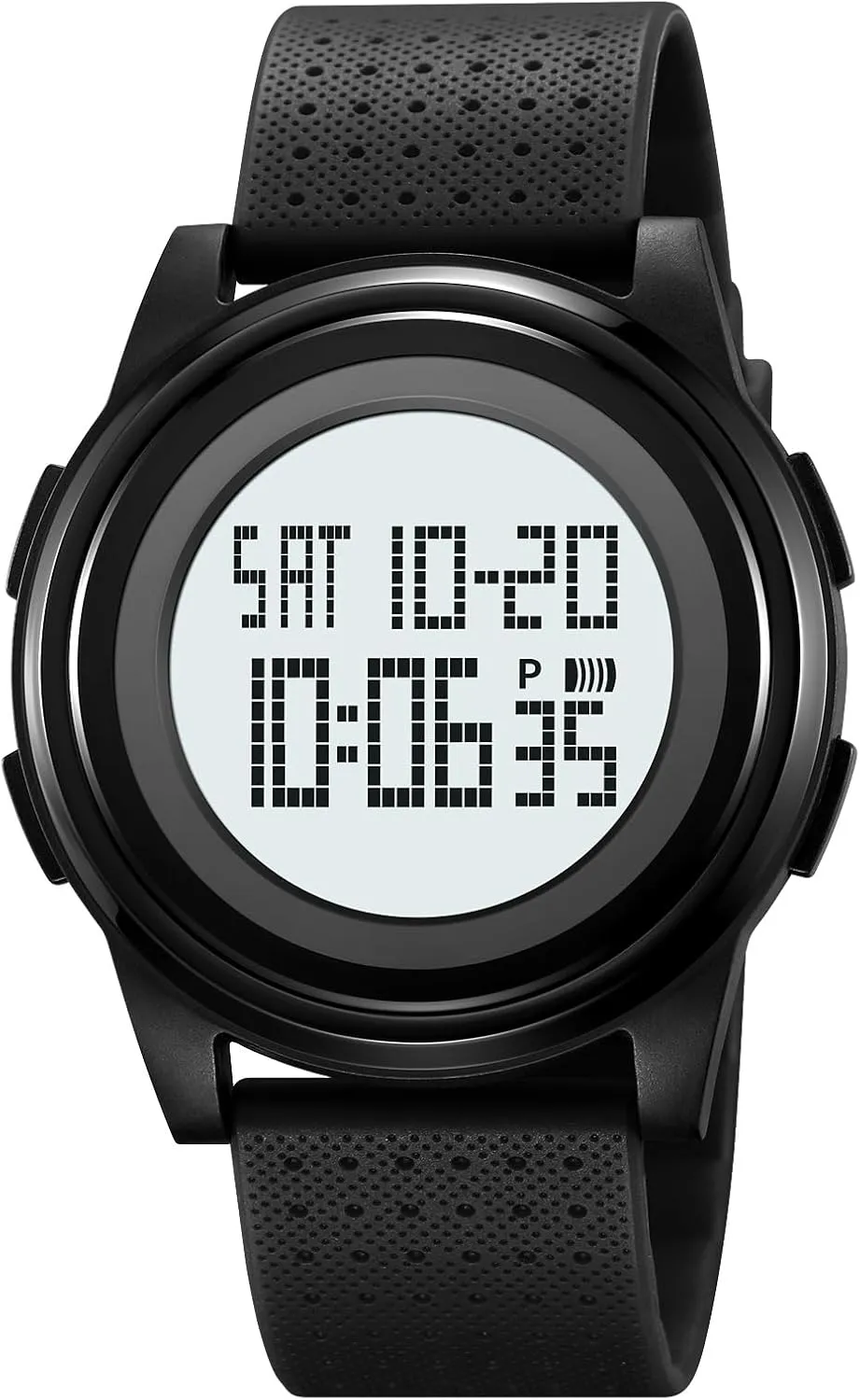 12/24 Hour Mode, TPU Strap (Black - White) carlien Multifunctional Student rear stubble upsurge ritual syllabus Watch Leisure Sports Watch Student Electronic Watch Time, Date, Alarm, Stopwatch, Luminous Display, 
