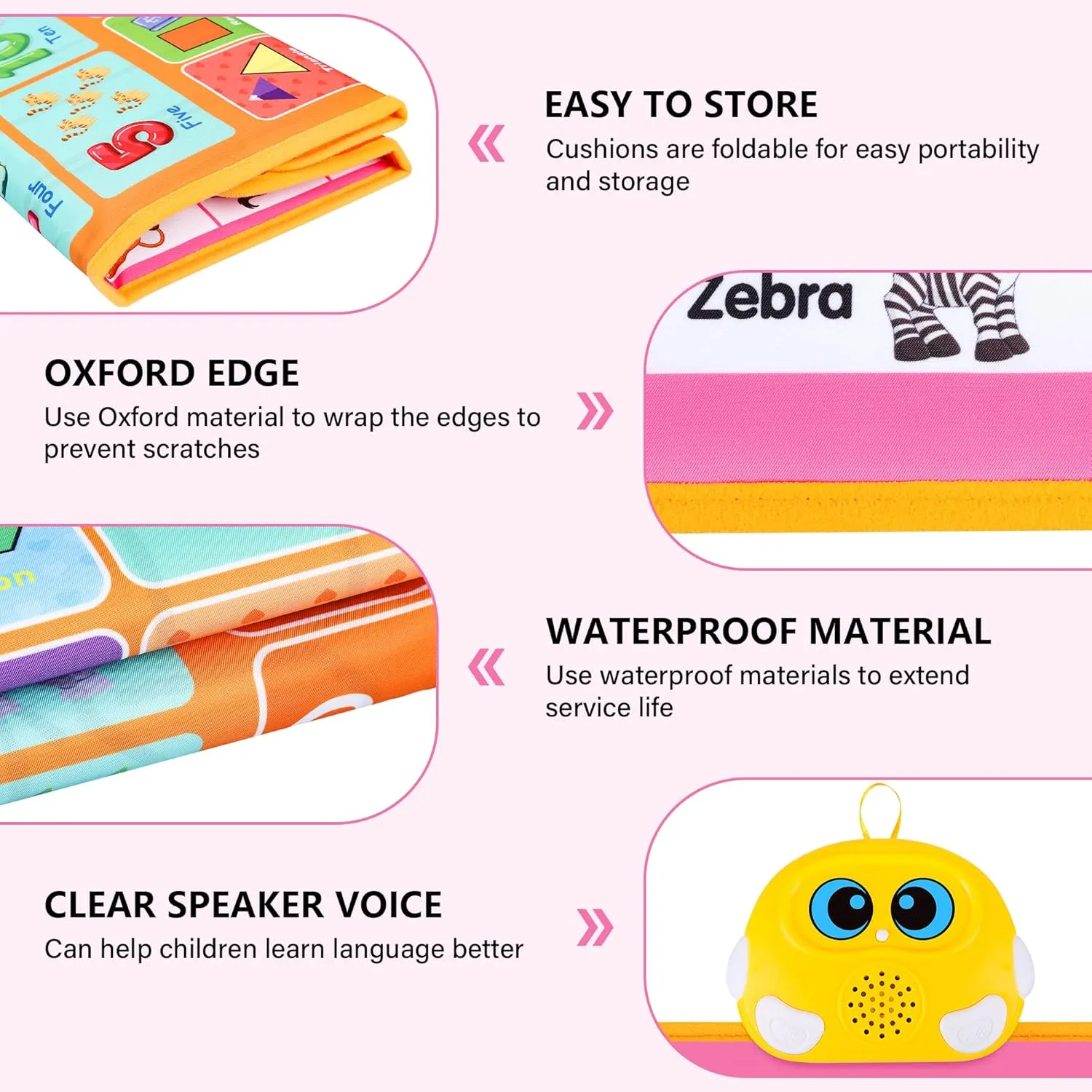 123s, salt Music Poster, Kids Learning Toys for Toddlers 1-3, Electronic Educational Toddler Toy, Educational Gift for Age 1 2 3 4 5 Year Old Girls Boys - Pink Interactive Alphabet Wall Chart, Talking ABC, 