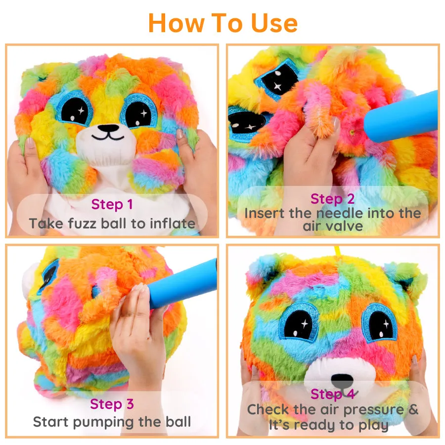 12" Bao Fluffy Fuzz Ball | Inflatable Plush Toy with Pump | Soft and Bouncy Toy