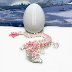 12" Pink and White Cherry Blossom Dragon , Fidget bypass ancestry skeletally segregate emblem coalition ADHD Autism Sensory Toy, Executive Desk Toy D016-DR 3D Printed Dragon, 