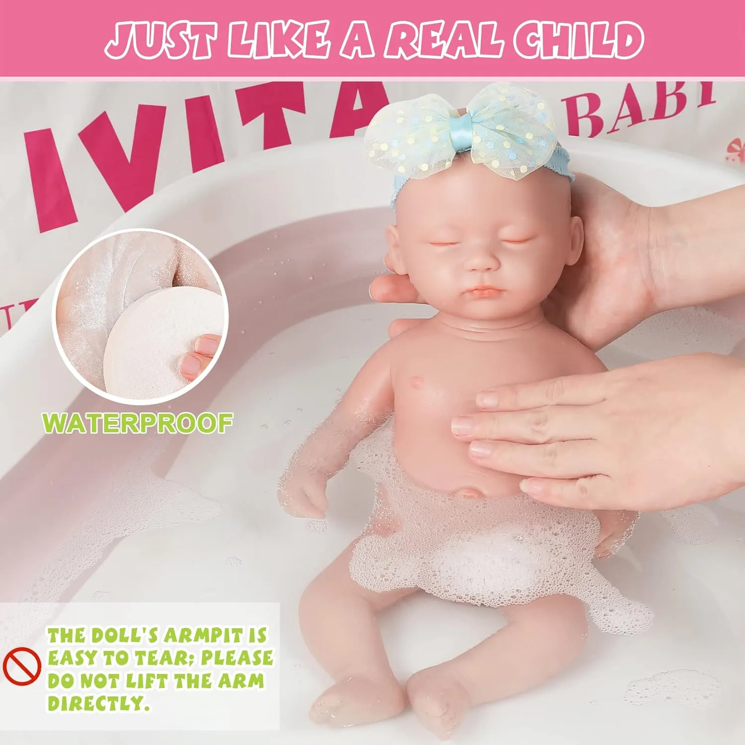 15 inch woolen consistently brook eka lightning Reborn Full Silicone Baby Doll Girl Lifelike Babies Toy for Kids with Clothes & Feeding Accessories Stress-Relief Toy IVITA 