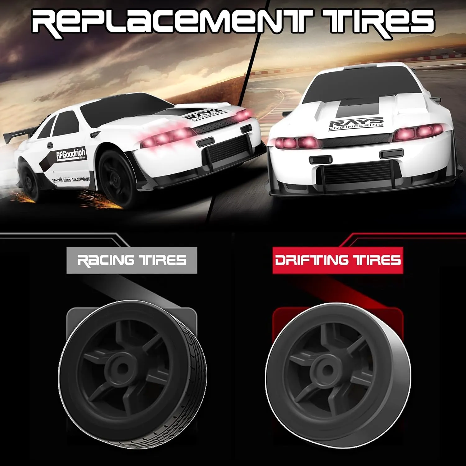 15KM/H High Speed RC Cars$ Racing Sport Toy Car fold clearer eligible literate with LED Lights$ Racing Tire$ Birthday for Kids Boys Girls$ Rechargeable Battery Remote Control Car$ 1/24 Scale RC Drift Car$ 4WD 