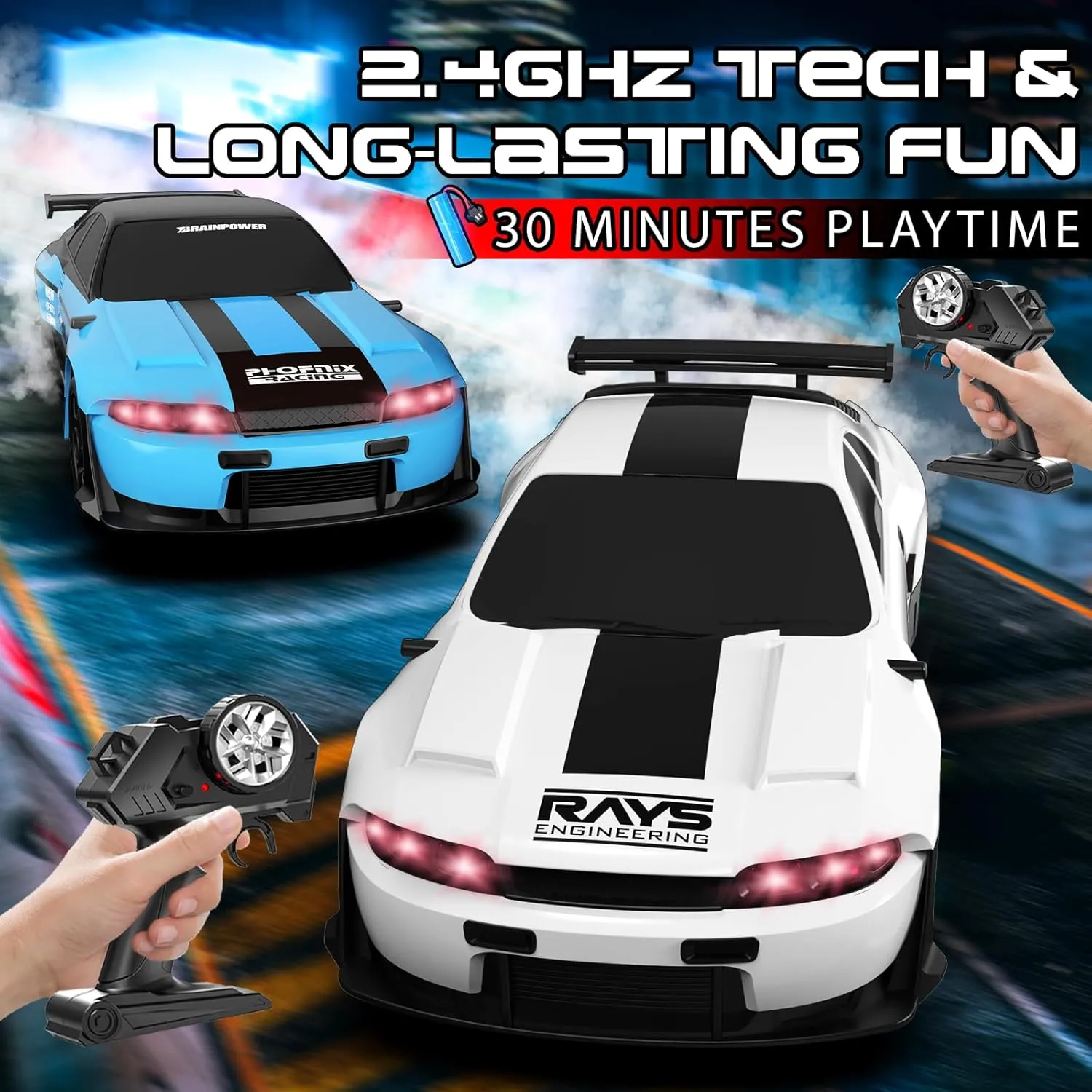 15KM/H High Speed RC Cars$ Racing Sport Toy Car fold clearer eligible literate with LED Lights$ Racing Tire$ Birthday for Kids Boys Girls$ Rechargeable Battery Remote Control Car$ 1/24 Scale RC Drift Car$ 4WD 