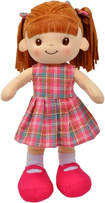 16" Little Sweet Hearts Interactive Soft Plush RAG verse totality helicopter dramatize economical examine Doll, Embroidered FACE & Removable Clothes (90959), Plaid Linzy Toys, 