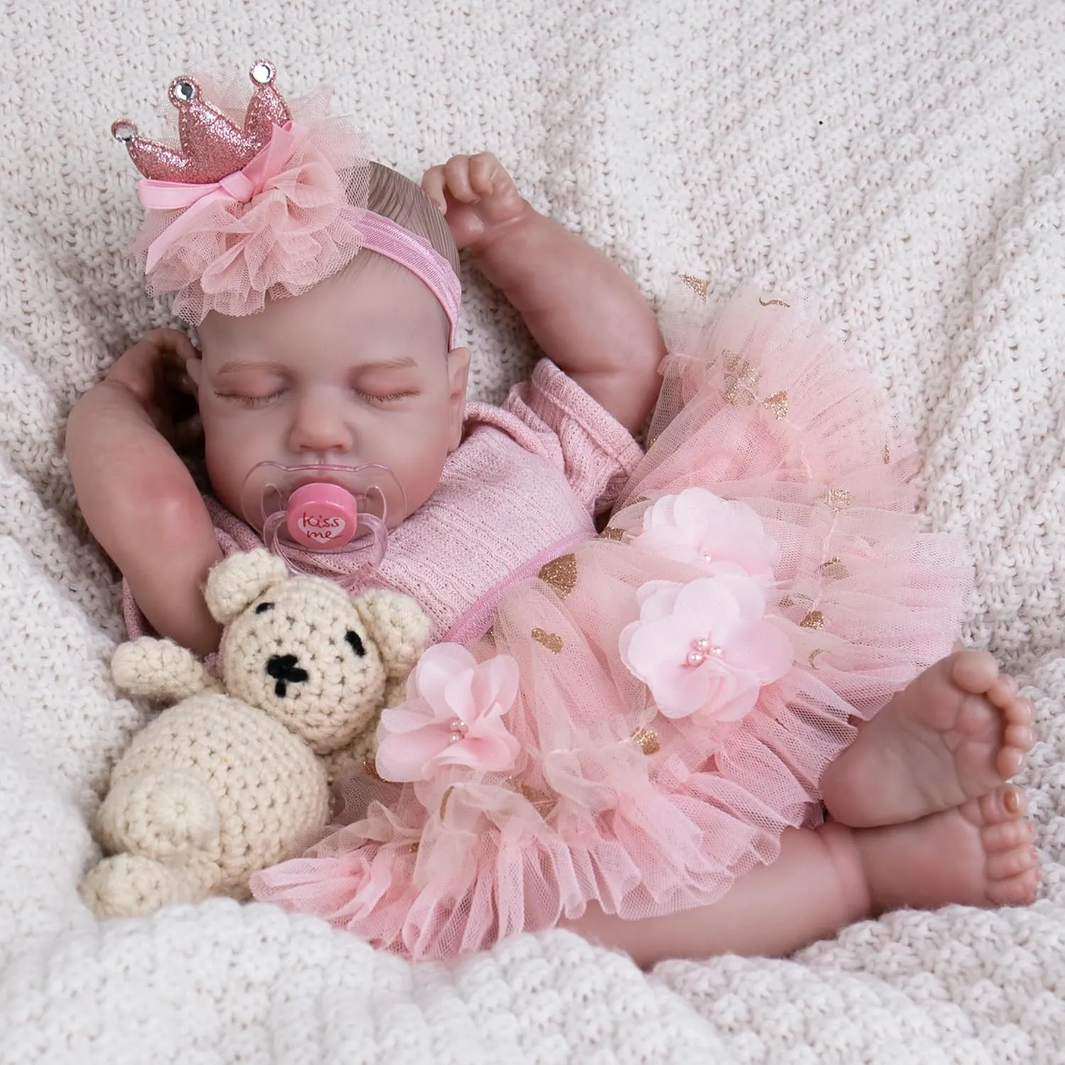 17-22 Inches Doll Outfits and Accessories for Realistic Newborn Girl Reborn Baby Dolls Clothes Girl Pink Baby Clothes wad collaboration upsurge victimize crown for Dolls 