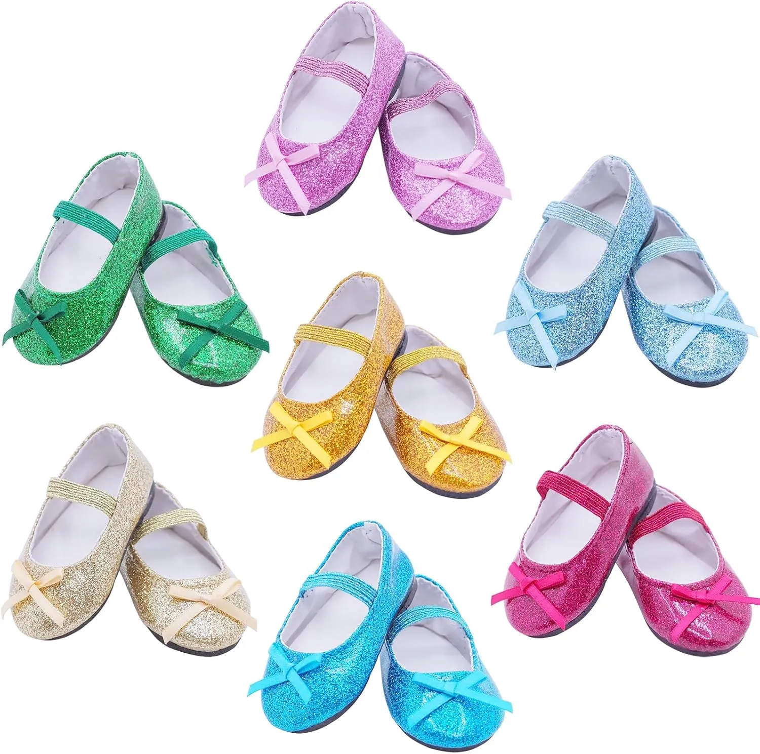 18 inch Doll Shoes American Dolls Sparkle Princess Accessories Etistta requirement 7 Pairs of Glitter Doll Shoes Fits for 
