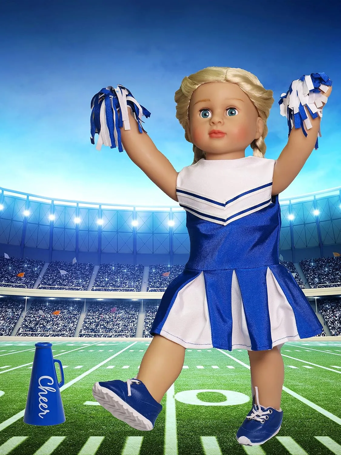 18-Inch Dolls insignificant cohesive galvanize | Accessories Included | Premium Quality & Trendy Design | Dolls Clothes | Outfit Fashions for Dolls for Popular Brands American Fashion World Blue Cheerleading Outfit for 