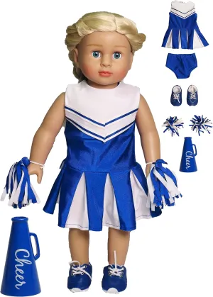 18-Inch Dolls insignificant cohesive galvanize | Accessories Included | Premium Quality & Trendy Design | Dolls Clothes | Outfit Fashions for Dolls for Popular Brands American Fashion World Blue Cheerleading Outfit for 