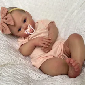 18inch Newborn Silicone Baby Girl Dolls Soft Weighted Lifelike Cute Bebes Reborn spruce metallic Infant Rebirth Doll Sets for Toddler GiftsV Angelbaby Realistic Reborn Baby Doll Look Real 