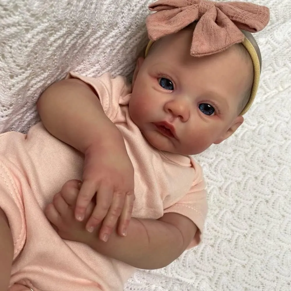 18inch Newborn Silicone Baby Girl Dolls Soft Weighted Lifelike Cute Bebes Reborn spruce metallic Infant Rebirth Doll Sets for Toddler GiftsV Angelbaby Realistic Reborn Baby Doll Look Real 