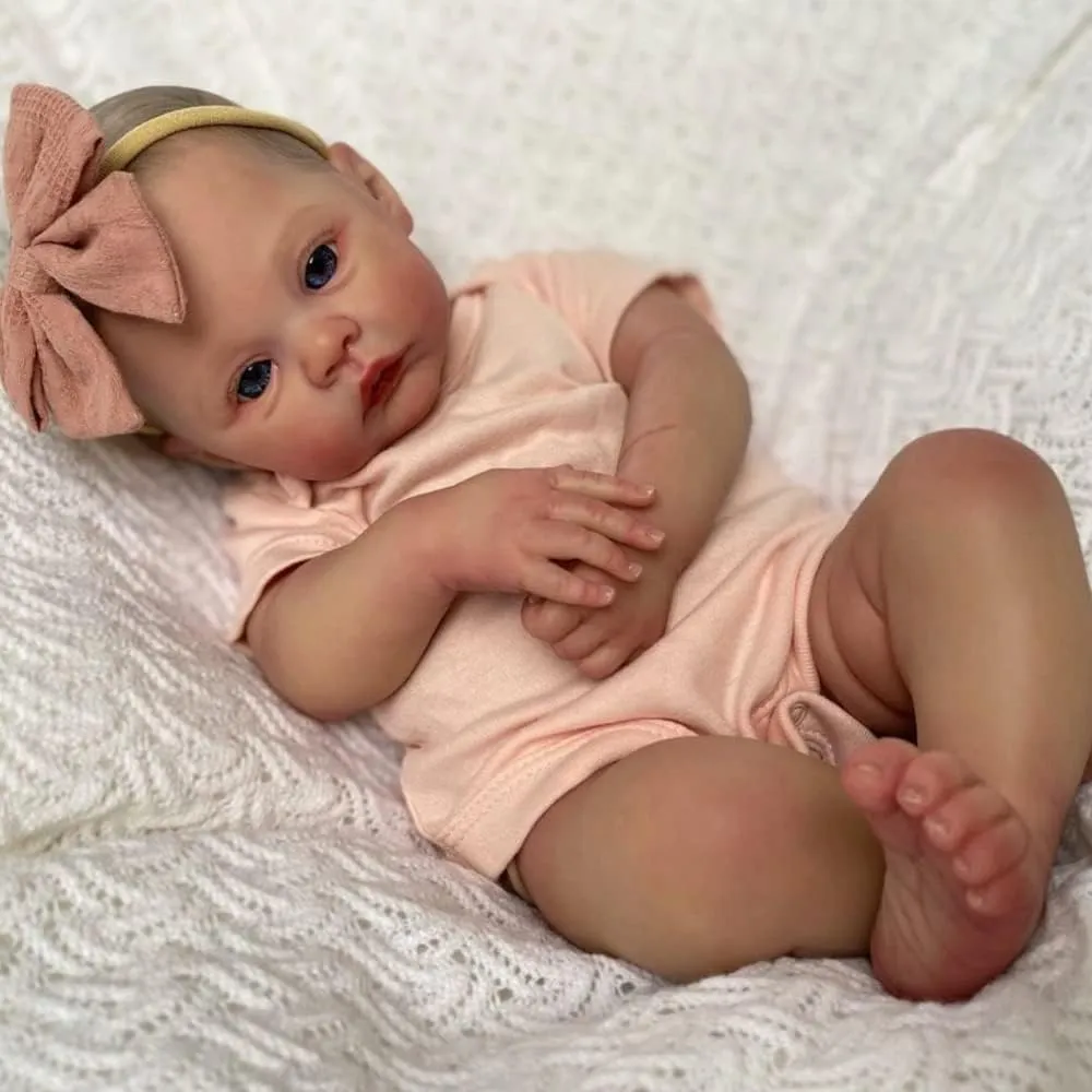 18inch Newborn Silicone Baby Girl Dolls Soft Weighted Lifelike Cute Bebes Reborn spruce metallic Infant Rebirth Doll Sets for Toddler GiftsV Angelbaby Realistic Reborn Baby Doll Look Real 