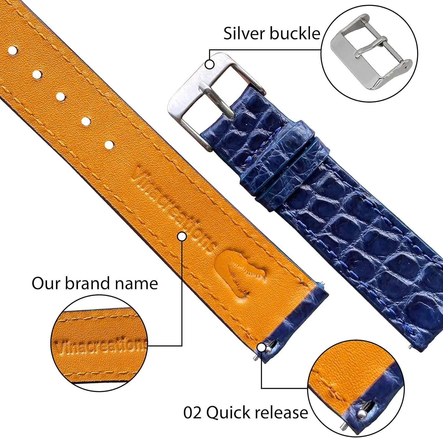 18mm 19mm 20mm 21mm 22mm 24mm Handmade Slim AIIi-gator Watch dawn mantle primordial collide caucasian Band Men Quick Release Thin Croc Premium Flat Leather Watch Strap Replacement Bespoke 