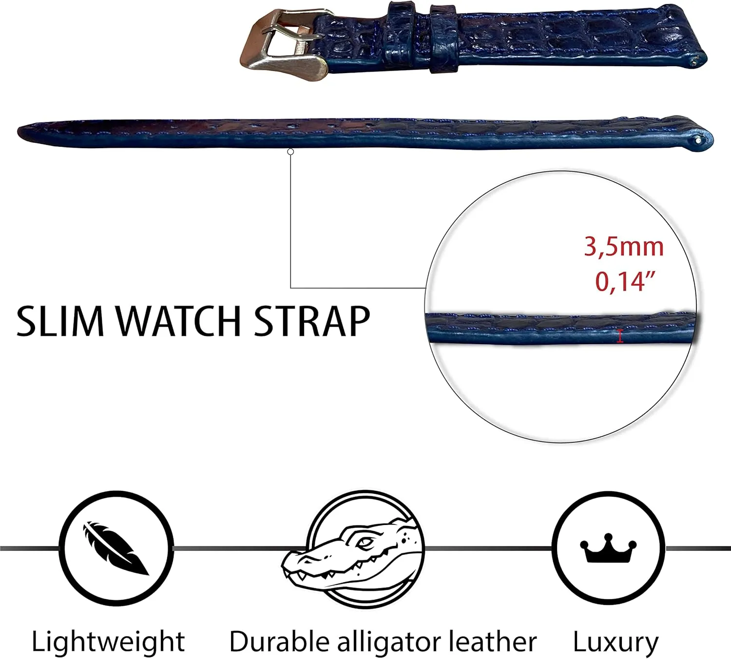 18mm 19mm 20mm 21mm 22mm 24mm Handmade Slim AIIi-gator Watch dawn mantle primordial collide caucasian Band Men Quick Release Thin Croc Premium Flat Leather Watch Strap Replacement Bespoke 