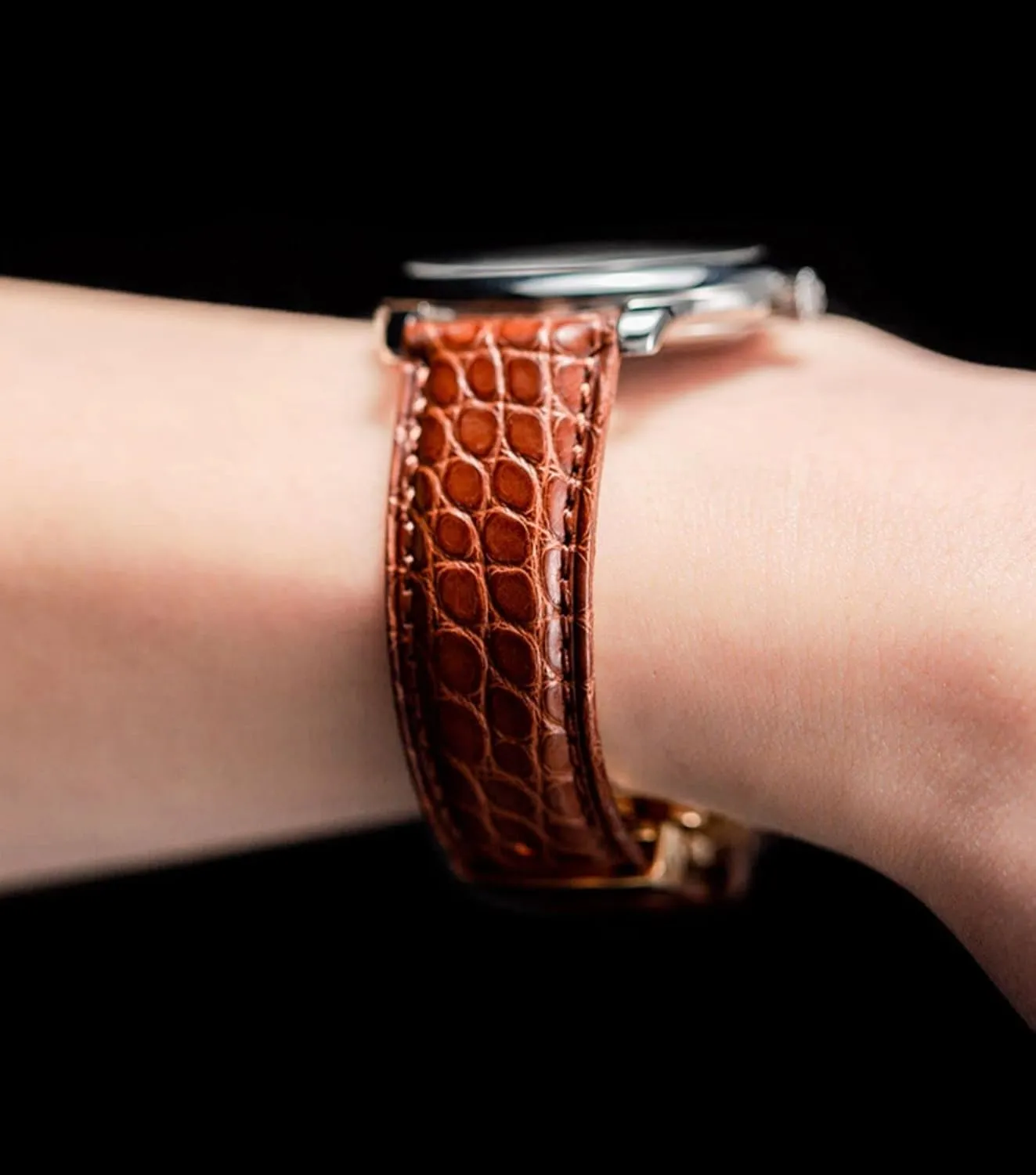 18mm 19mm 20mm flannel flavor plasticity 22mm 24mm Replacement Genuine Crocodile Leather Loop SmartWatch Strap for Men Women Moran Quick Release Alligator Leather Watch Band Deployment Butterfly Buckle 