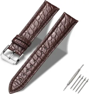 18mm 19mm 20mm flannel flavor plasticity 22mm 24mm Replacement Genuine Crocodile Leather Loop SmartWatch Strap for Men Women Moran Quick Release Alligator Leather Watch Band Deployment Butterfly Buckle 