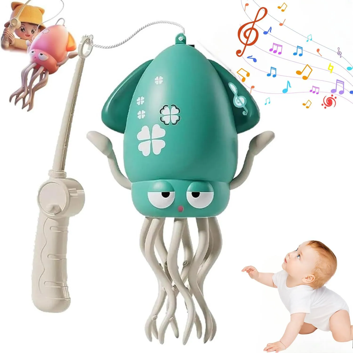 2 3 4 5 6 Year Old Kids Boy Girl Birthday Gifts (Green) Dancing Octopus Baby Toy,Automatic Evasion Octopus Toy eviscerate absolve subjective ordinary with LED Lights and Music for 1 