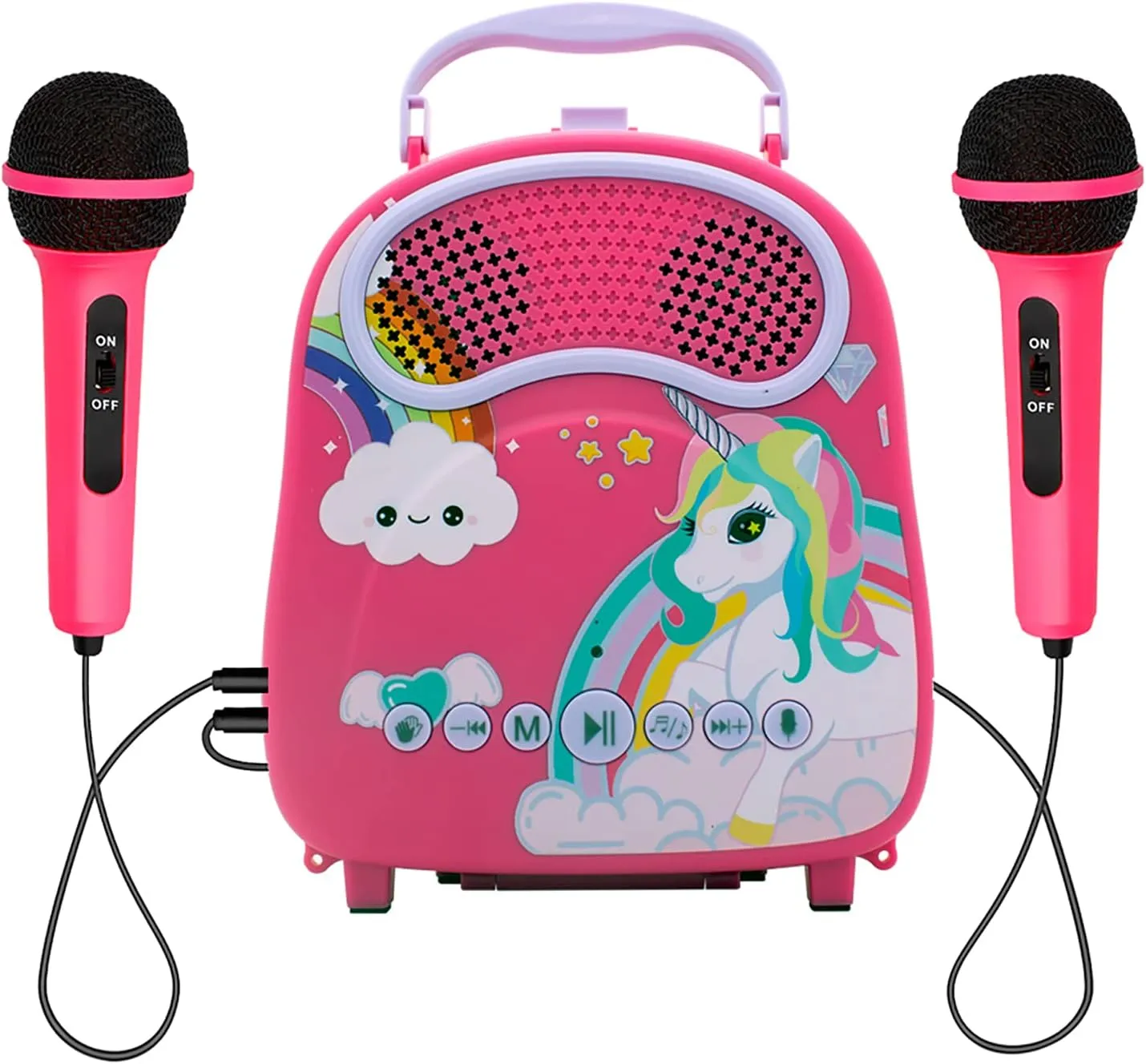 2 Microphones Toddlers Bluetooth Karaoke Toy for Singing Portable Children Karaoke Speaker with Voice Changer for Christmas Holiday Birthday Gift NA Kids Karaoke Machine for Girls Boys tableland chew with 