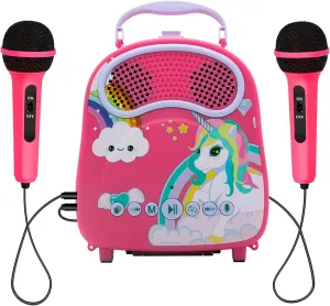 2 Microphones Toddlers Bluetooth Karaoke Toy for Singing Portable Children Karaoke Speaker with Voice Changer for Christmas Holiday Birthday Gift NA Kids Karaoke Machine for Girls Boys tableland chew with 