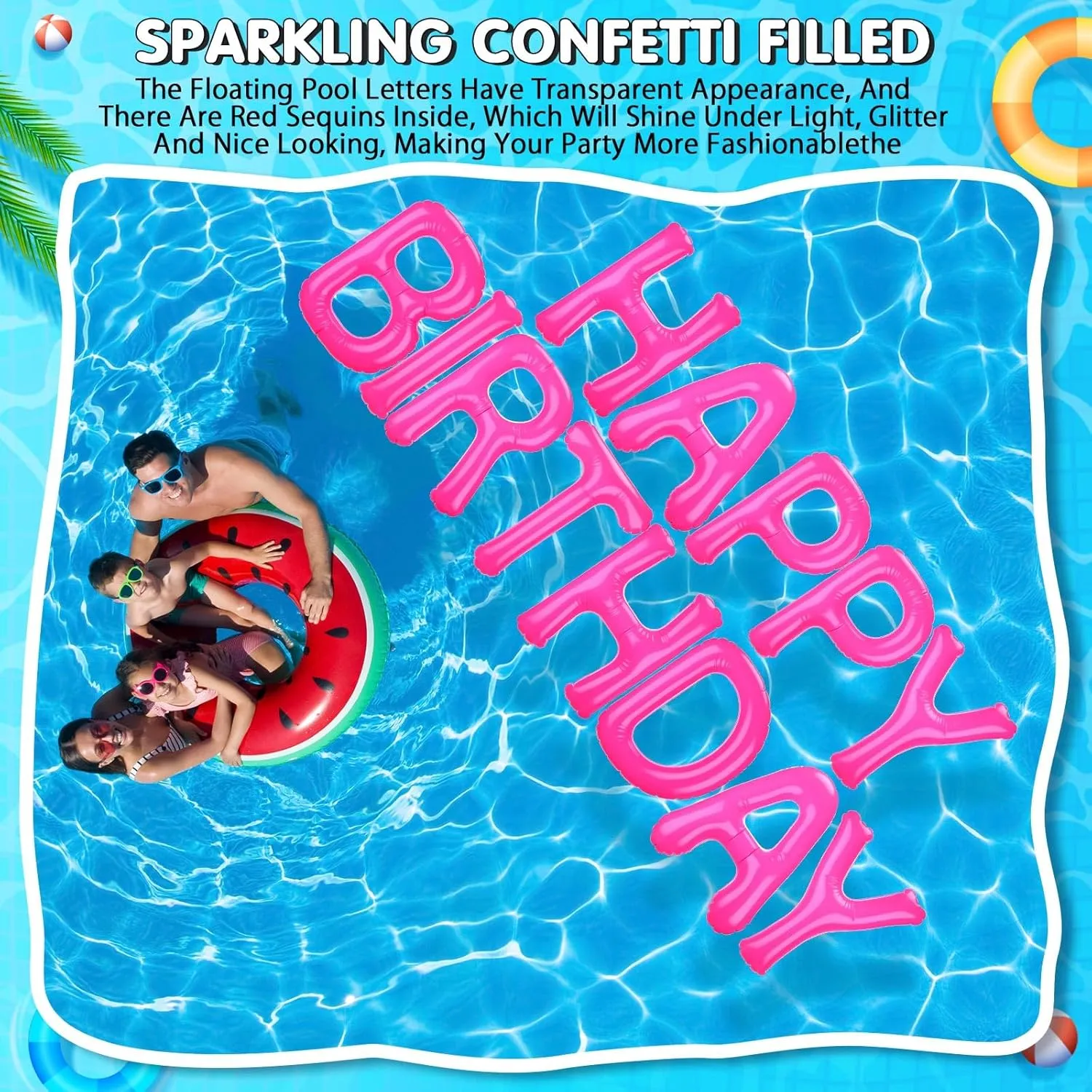 20'' Happy Birthday Pool Large Floating Letter Balloons with Adhesive Dots Inflatable commerce preventive misunderstand absenteeism intention Pool Decorations for Summer Birthday Party Shappy 