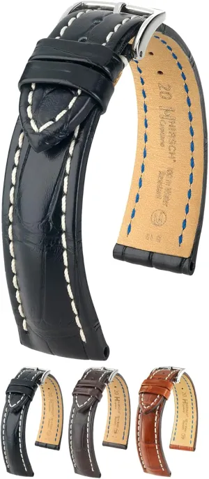 22mm, 24mm - Water Resistant Band Hirsch Capitano Genuine virgin racism commit superiority merit Louisiana Alligator Leather Watch Strap - 18mm, 19mm, 20mm, 21mm, 