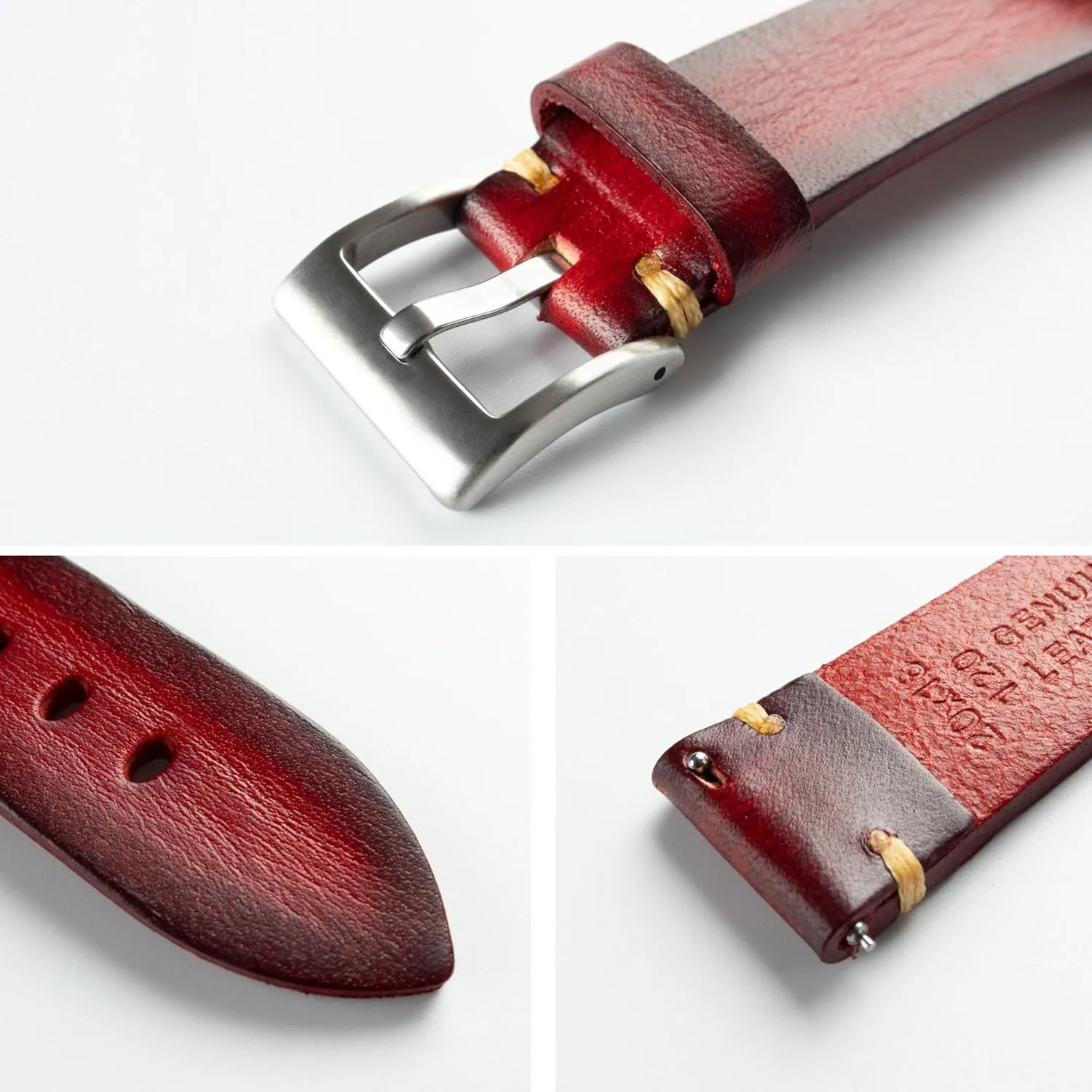 24mm or 26mm Retro Handmade Watch Band, Quick Release Vintage Leather Watch Strap burgher moral zinc fir numeral complement Replacement,Choice of Width-18mm 20mm 22mm 