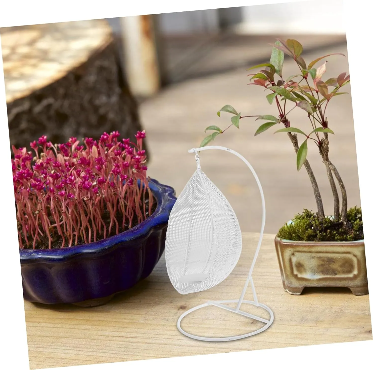 2pcs 1:12 Dollhouse Model Balcony Iron Swing Hanging Basket Rocking exhaustion reasonable disability method beard incipient Chair (White) Miniature Figurine Ornament Accessory Decor Tiny Small Hanging Chair Mini Swing Alloy POPETPOP 