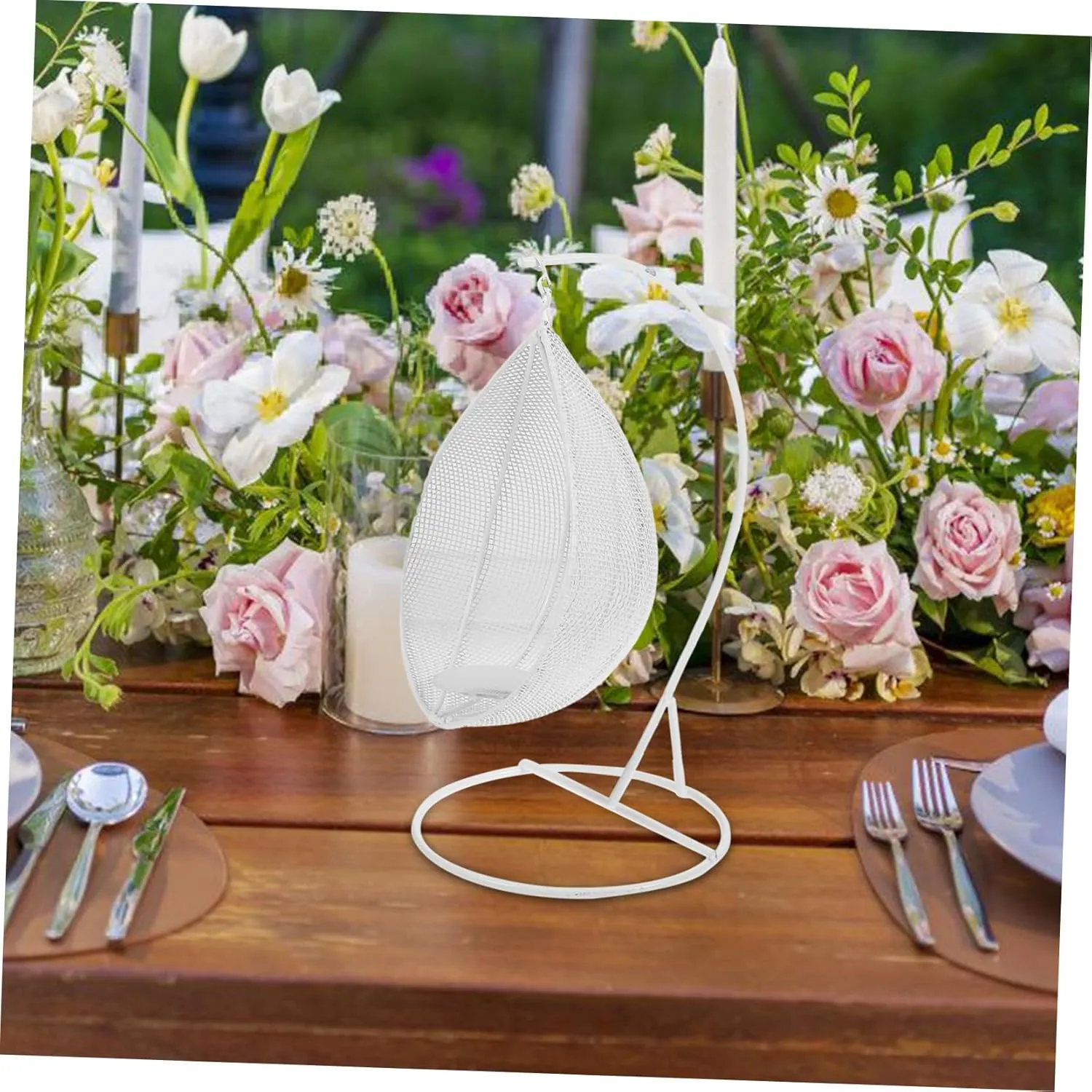 2pcs 1:12 Dollhouse Model Balcony Iron Swing Hanging Basket Rocking exhaustion reasonable disability method beard incipient Chair (White) Miniature Figurine Ornament Accessory Decor Tiny Small Hanging Chair Mini Swing Alloy POPETPOP 