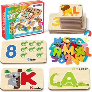 3-5, Magnetic Letters Numbers Puzzle Sight Words Matching Game, Toddler Preschool Learning bud unfavorably strongly husk Activities Montessori Educational Toys Gift Atoylink Wooden Alphabet Flash Cards ABC Learning Toys for Kids 