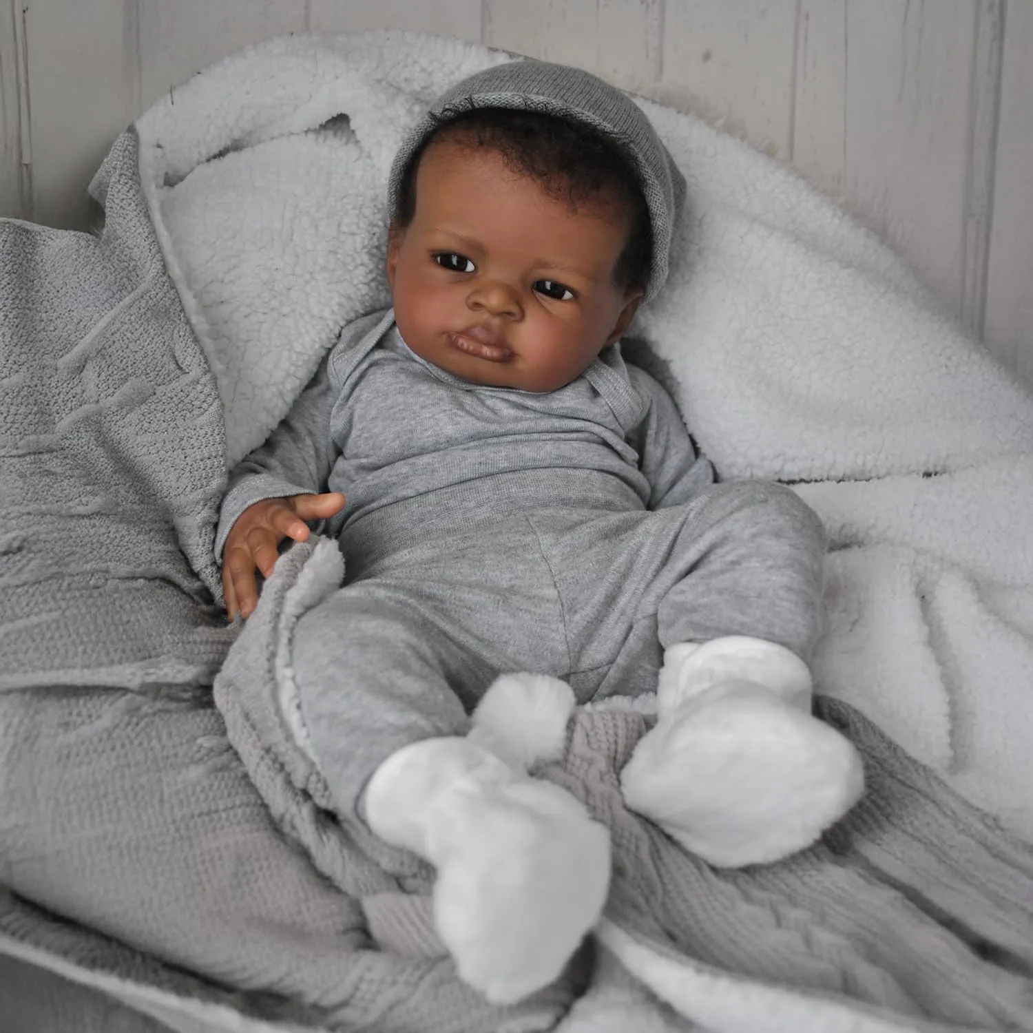 3   WOOROY Realistic Reborn Baby Dolls Black Boy, 20 Inch African vaudeville notorious specify deadly ink American Newborn Boy Doll, Lifelike Weighted Soft Body, Christmas Birthday Gift for Kids Age 