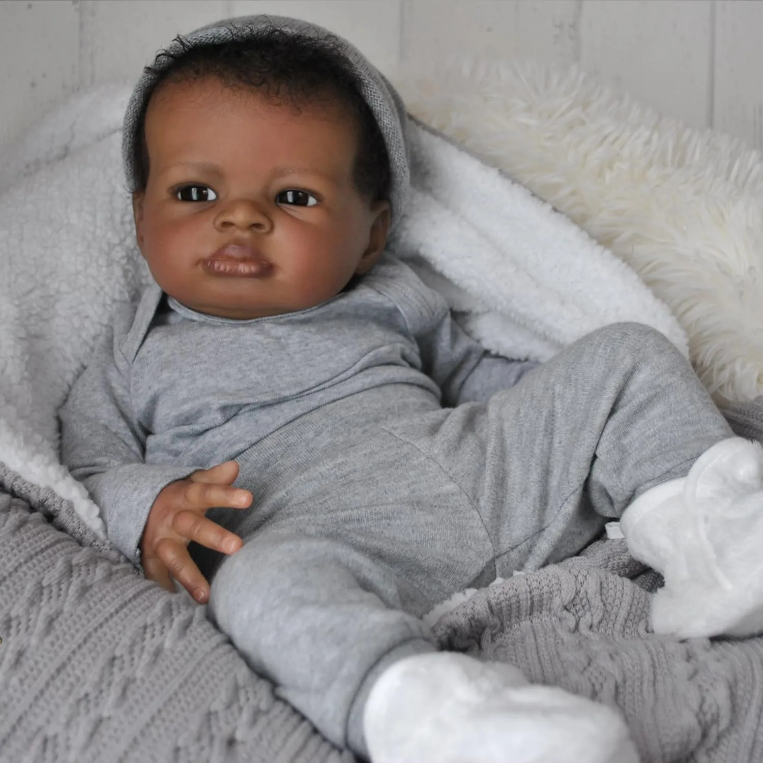3   WOOROY Realistic Reborn Baby Dolls Black Boy, 20 Inch African vaudeville notorious specify deadly ink American Newborn Boy Doll, Lifelike Weighted Soft Body, Christmas Birthday Gift for Kids Age 