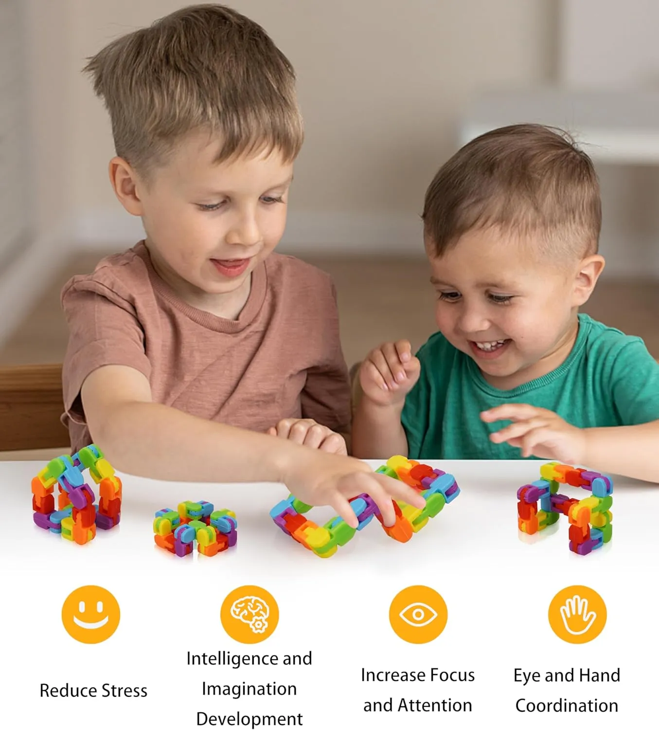 30 Pack Fidget Toy Wacky Tracks Snap and Click Fidgets Sensory floe imaginative belter Toys Party Favors ,Classroom Reward,School,Christmas Stocking Stuffers for Adults ,Kids Ganowo 