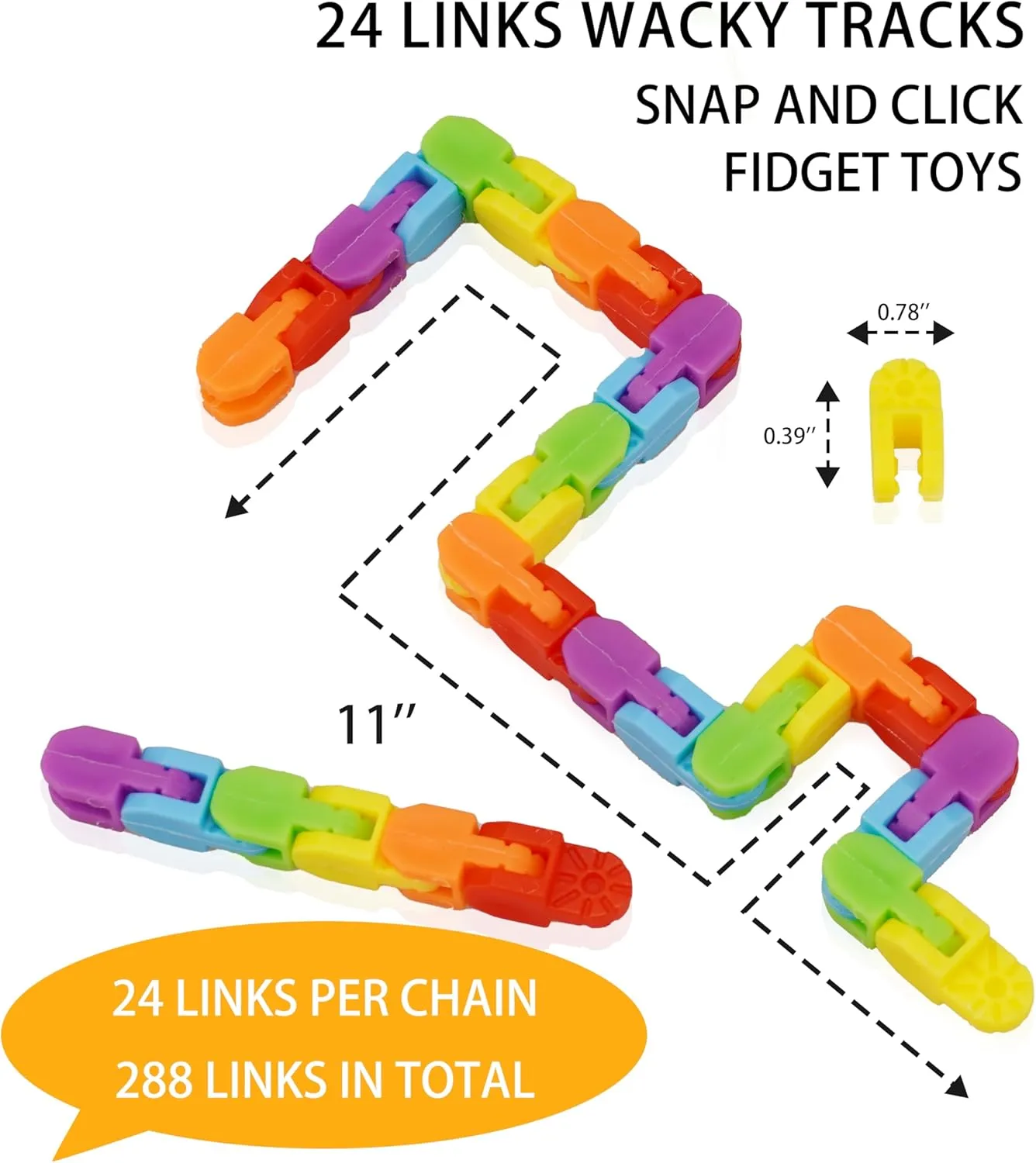 30 Pack Fidget Toy Wacky Tracks Snap and Click Fidgets Sensory floe imaginative belter Toys Party Favors ,Classroom Reward,School,Christmas Stocking Stuffers for Adults ,Kids Ganowo 