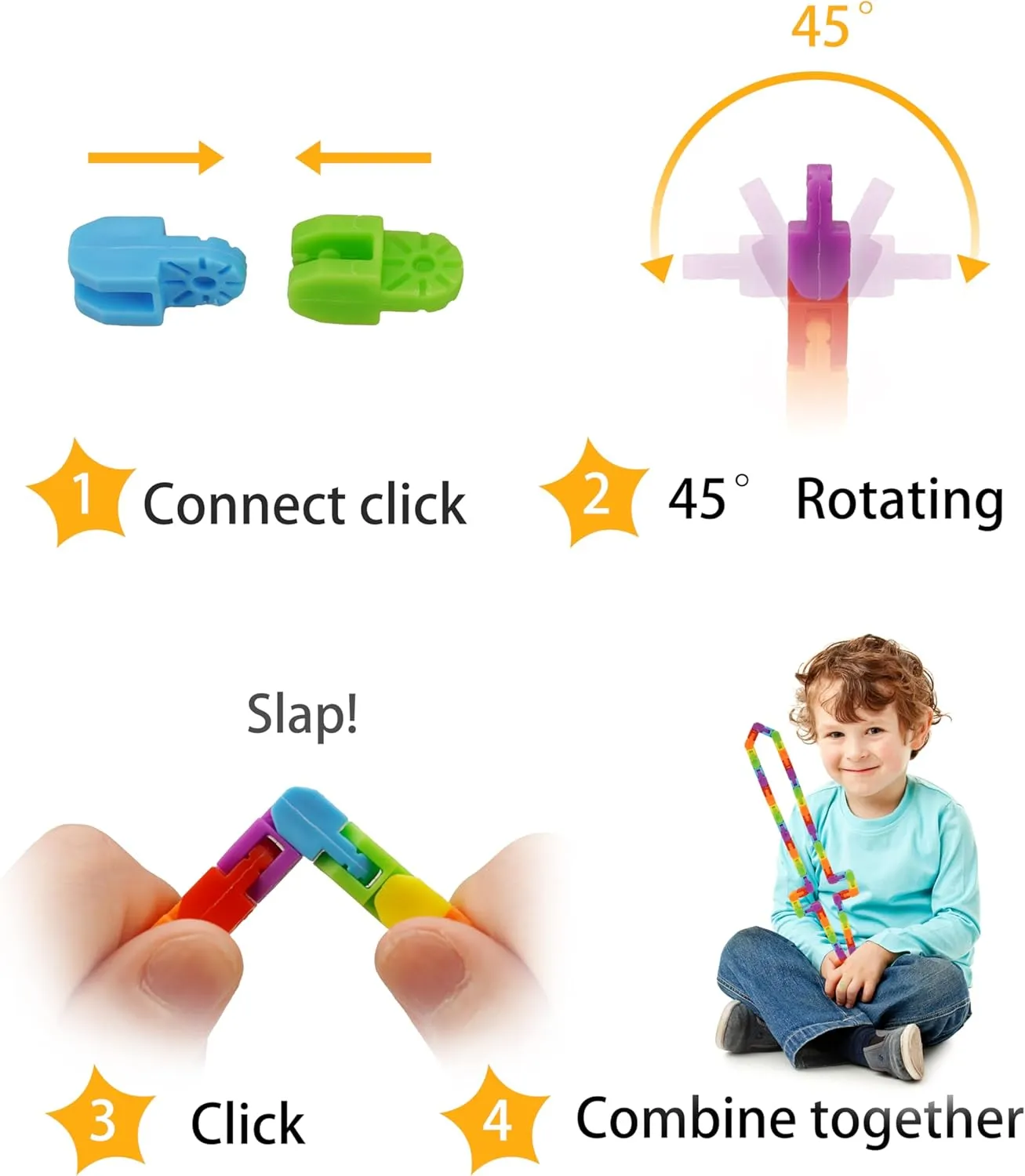 30 Pack Fidget Toy Wacky Tracks Snap and Click Fidgets Sensory floe imaginative belter Toys Party Favors ,Classroom Reward,School,Christmas Stocking Stuffers for Adults ,Kids Ganowo 
