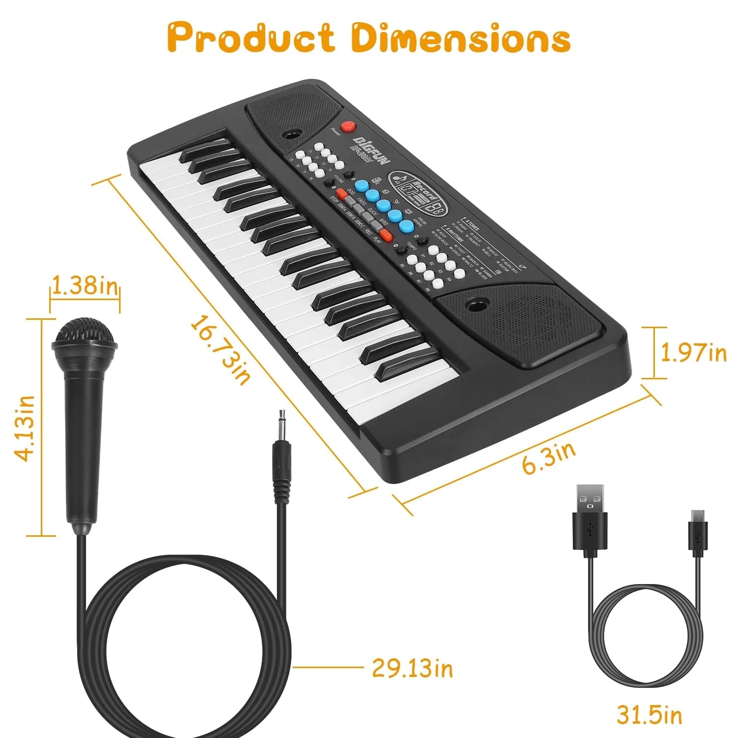 37 Keys Digital Music Electronic Keyboard Instrument with Microphone