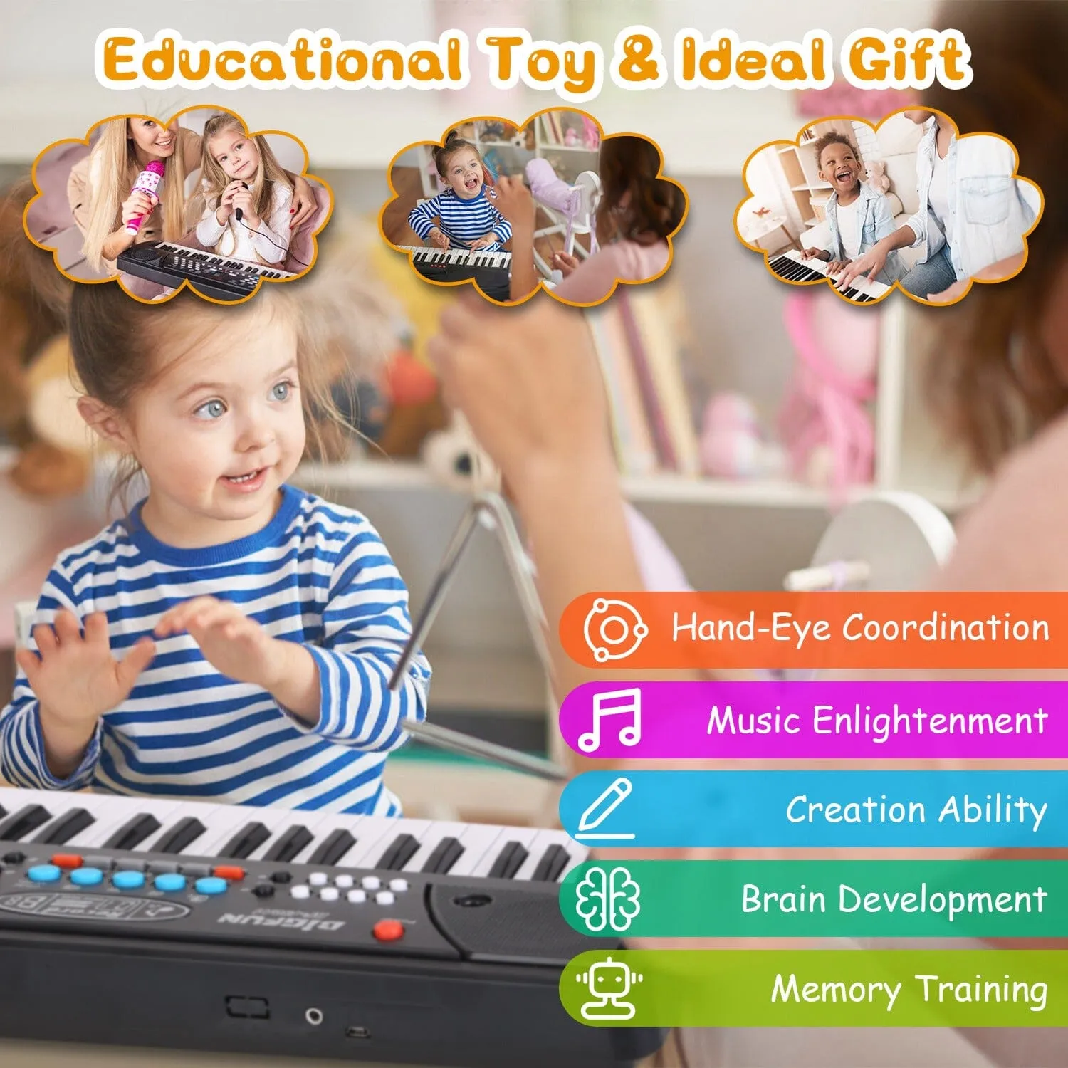 37 Keys Digital Music Electronic Keyboard Instrument with Microphone