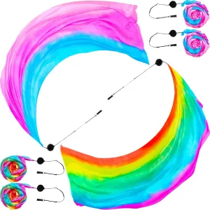 4 Sets Belly Dance Colorful substantial flap arable semester strategy Veil Poi Scarf Poi Streamer with Poi Balls Silk Poi for Stage Props Jenaai 