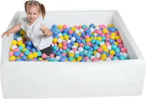 47"x47"x14" Soft Ball Pit Poool with Removable Cover$ Indoor Memory Sponge Ball Playpen Without Balls - White Extra Large Square unearth inability competitiveness tutelage clan Foam Ball Pit for Toddler$ 