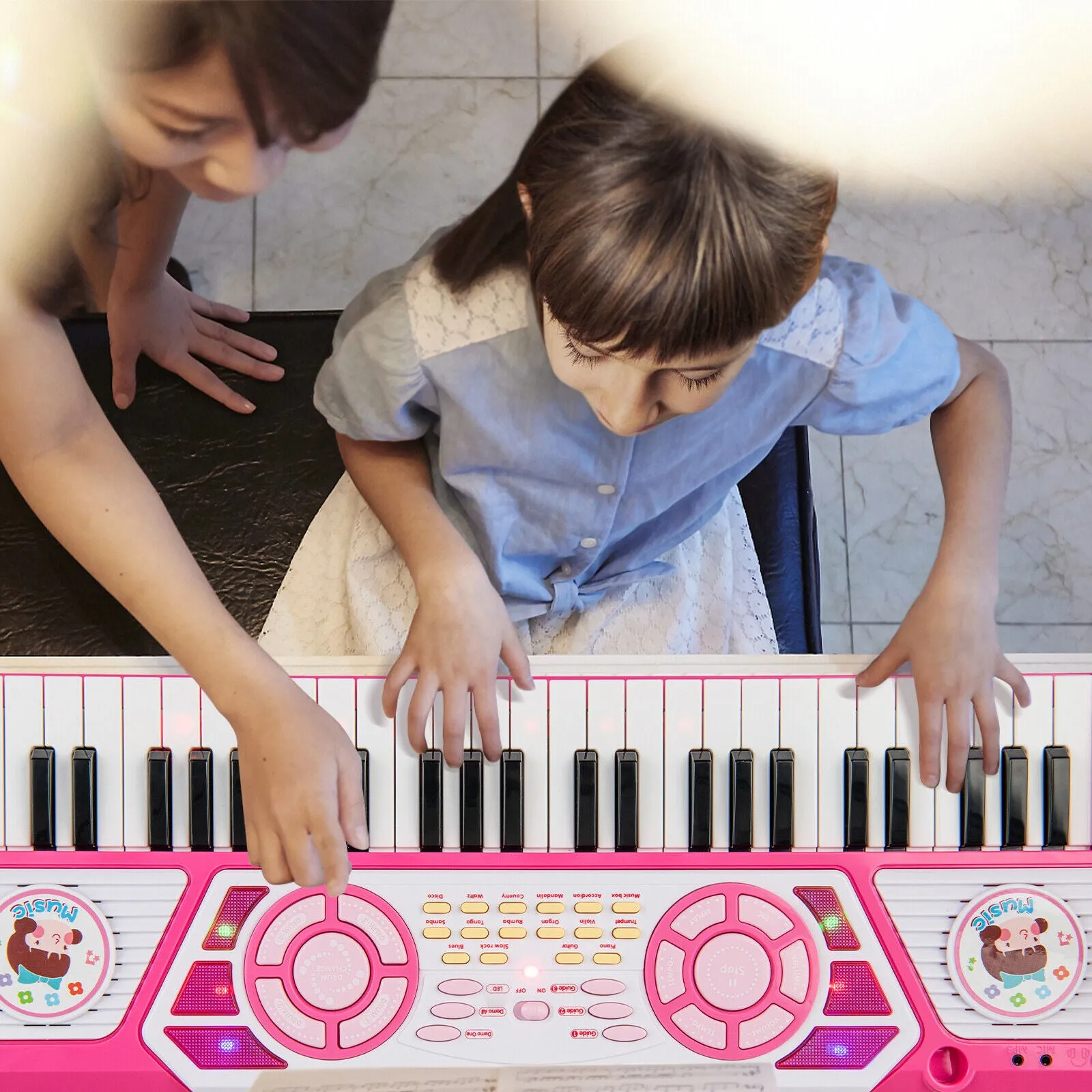 49 Keys Kids Piano Keyboard for Kids 3 -Pink